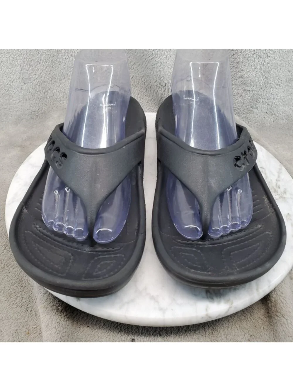 Crocs Shoes Mens 7 Womens 9 Black Synthetic Baya Thong Sandals